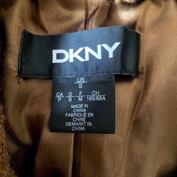 DKNY Women's Single Breasted Walker Coat Wool Blend‎ Teddy Brown Size Small - Picture 6 of 7